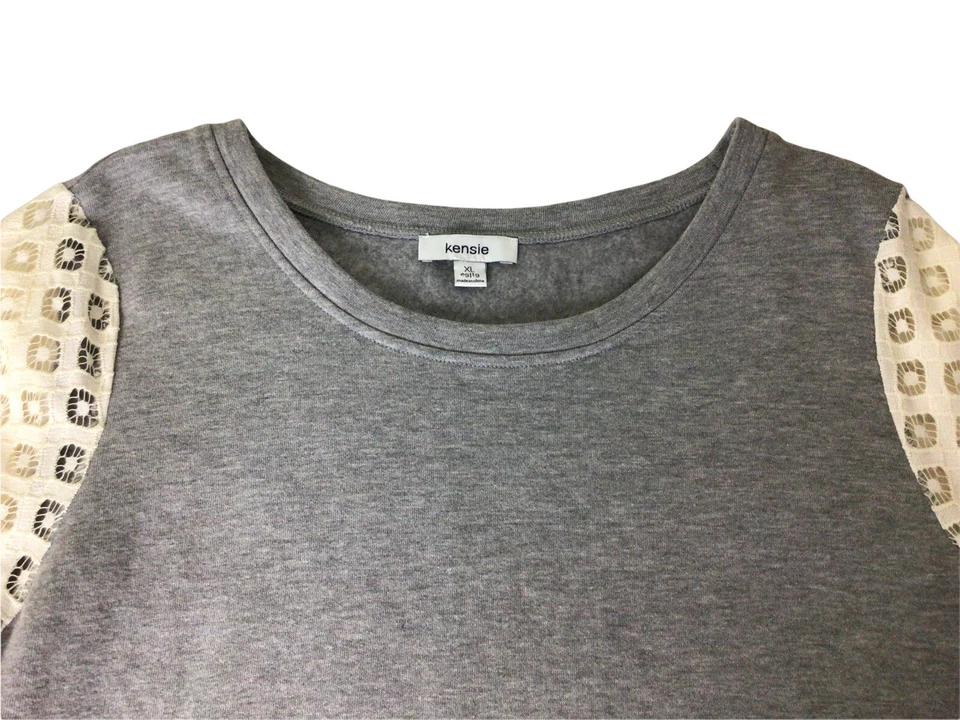 Mujer Kensie Sudadera Vestido Talla XL Gris Encaje Manga Larga Bolsillos Hasta la Rodilla  Foto 3 de 4