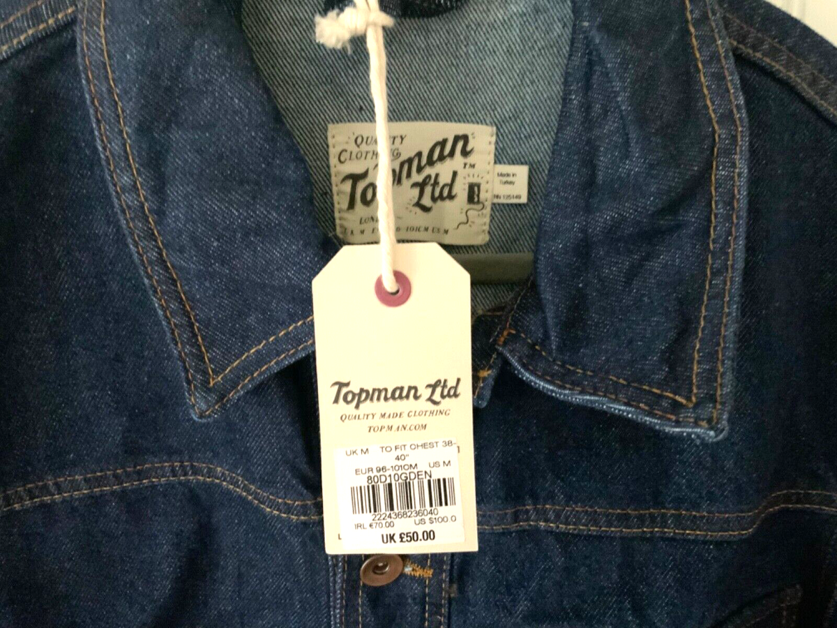 NWT Topman Dark Denim Blue Jean Jacket Trucker Pocket M | eBay
