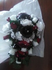 14 PC WEDDING SET GOLD RED  IVORY CASCADE BOUQUET MOH TOSS BOUTS  CORSAGES