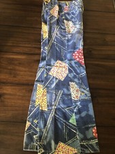 Vintage Montgomery Ward Girls Patchwork Jeans Bell Bottoms 22 Waist 25 Inseam