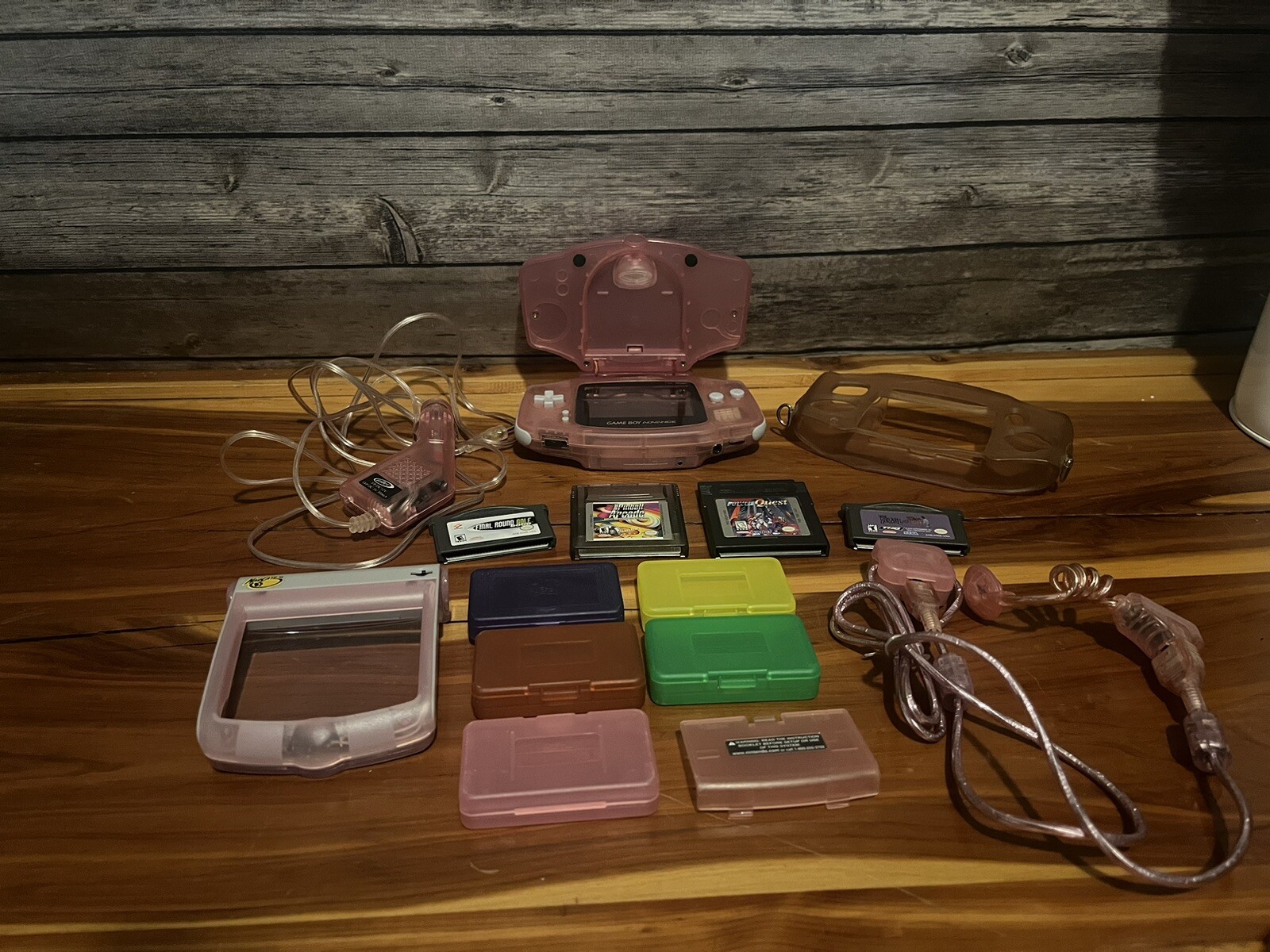 Nintendo Game Boy Advance GBA Fuchsia Pink Tested Works W/4 Game Bundle