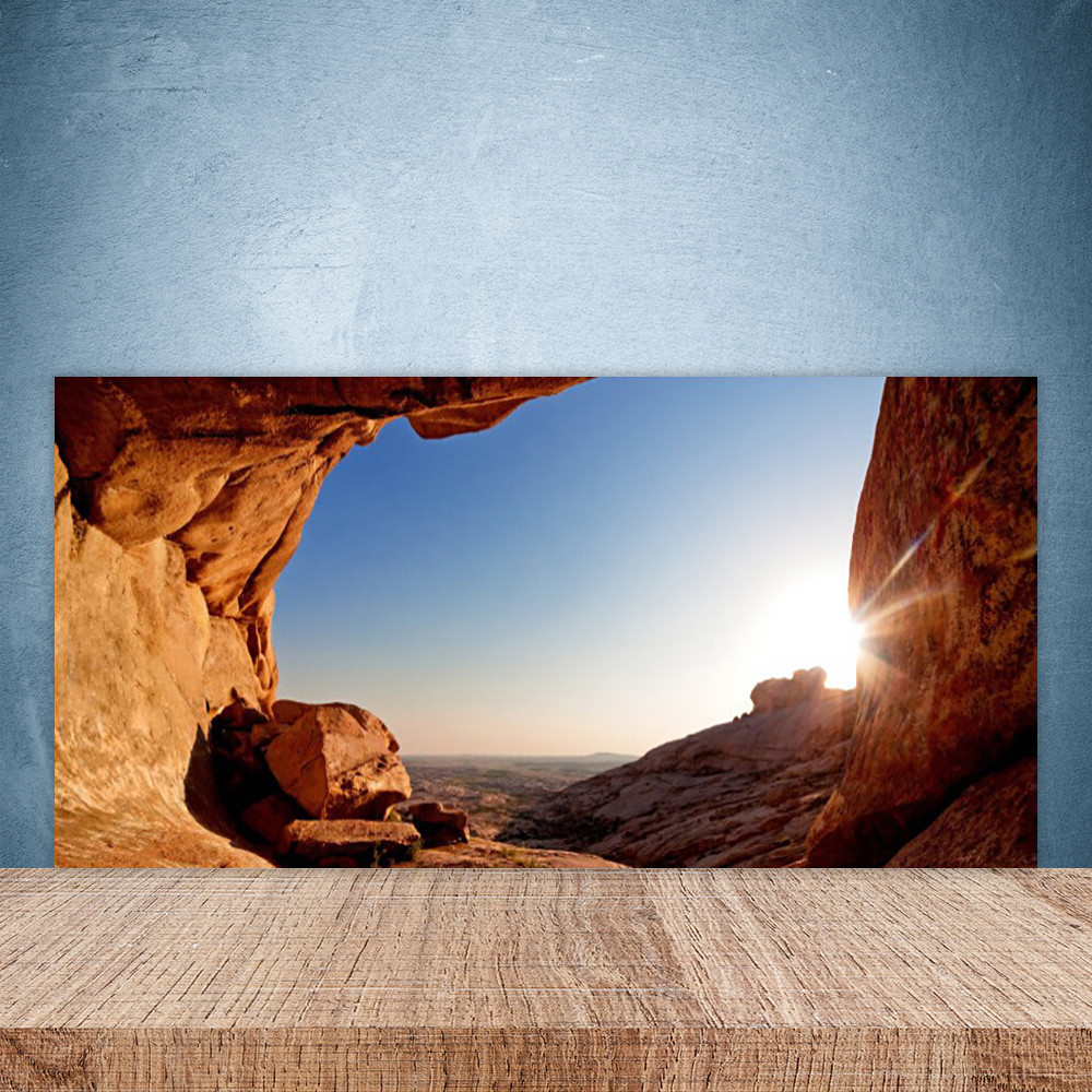 Crédence en verre pour cuisine moderne 100x50 paysage roche nature