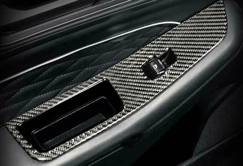 Painel de elevação de janela vinil fibra de carbono acabamento tampa interruptor 4 peças para Ford Edge 18-21 - Imagem 4 de 4