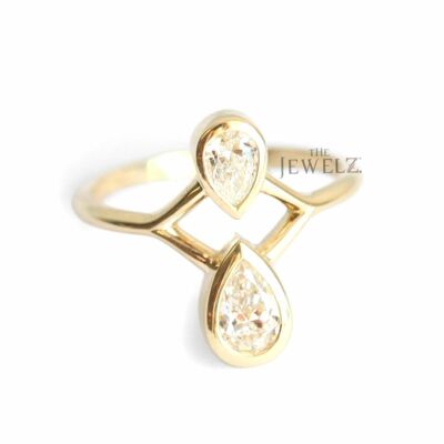 14K Gold VS Reinheit F-G Farbe zwei Birnen VS/F-G Diamant Ehering - auf Lager 