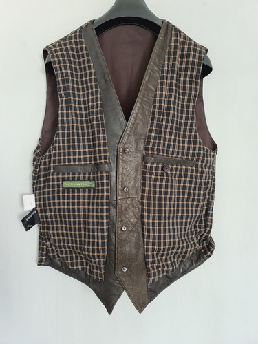 HIDEPARK Leather Waistcoat Bodywarmer Biker Vest Distressed Very Dark Brown M - Picture 15 of 20