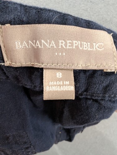 Banana Republic Shorts Womens Size 8 Blue Linen Blend Drawstring Waist Chino - Picture 11 of 12