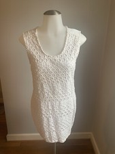 Women’s Zara T-Shirt Collection White Eyelet Dress Sleeveless Scoop Neck Small