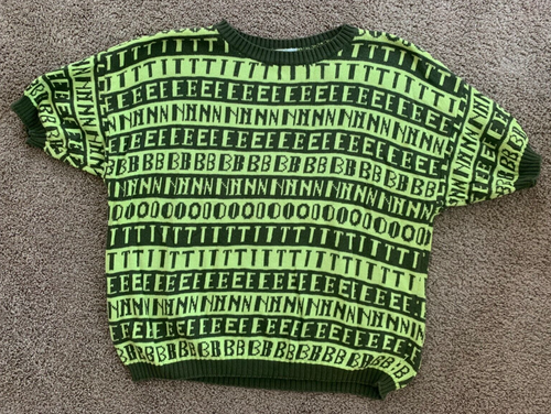 Vtg United Colors Of Benetton Logo Pattern Pullover Cotton Sweater-46" Chest