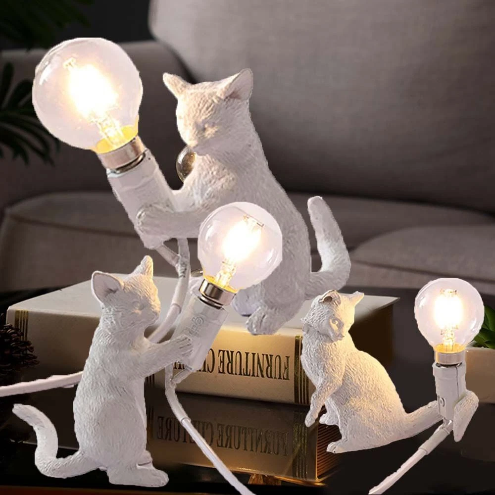 Lighting Fixtures Cat Black Resin Desk Lamp Table Lamps Bedroom