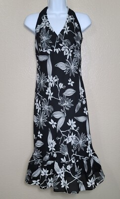alyn paige halter dress Alyn Paige Halter Dress Womens Sz 5/6 Black White Floral Lined Knee Length