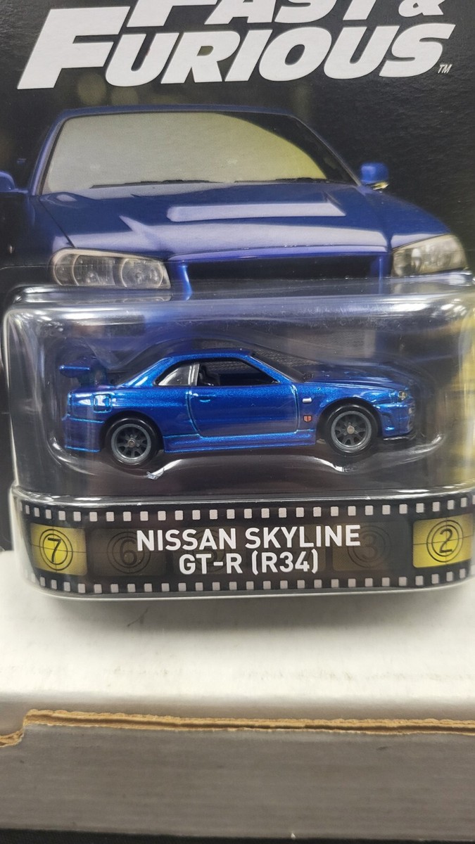 ホットウィール 日産 スカイライン GT-R R34 ブルー ドバイ Hot Wheels Fast & Furious Nissan Skyline GT-R R34 Blue Retro