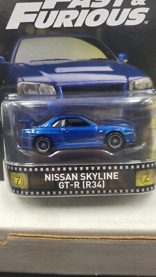 NIB 2016 NISSAN SKYLINE GT-R (R34) BLUE FAST & FURIOUS HOT WHEELS
