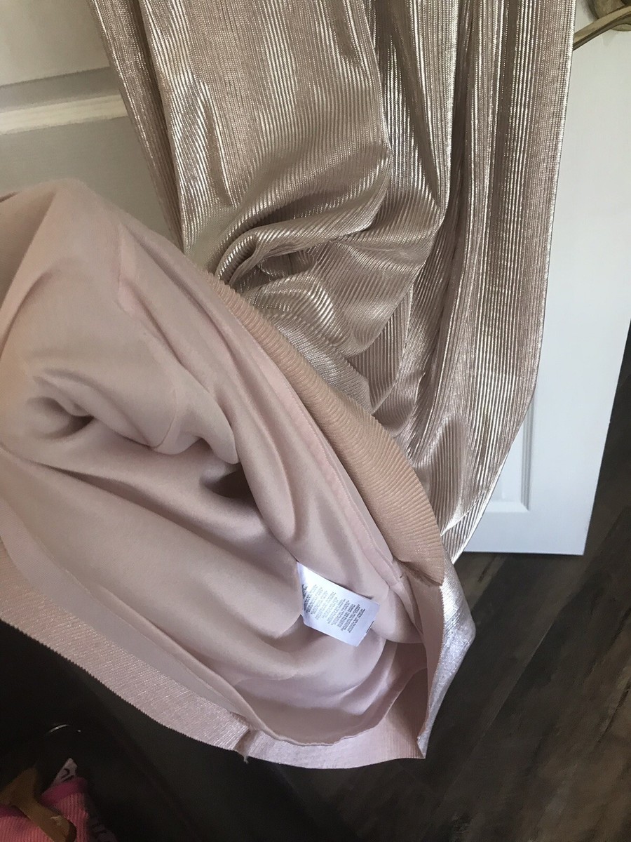 Robe De Soirée Debenhams Debut Rose Poussière étincelante - Taille UK 8, Sans Manches, Longue
