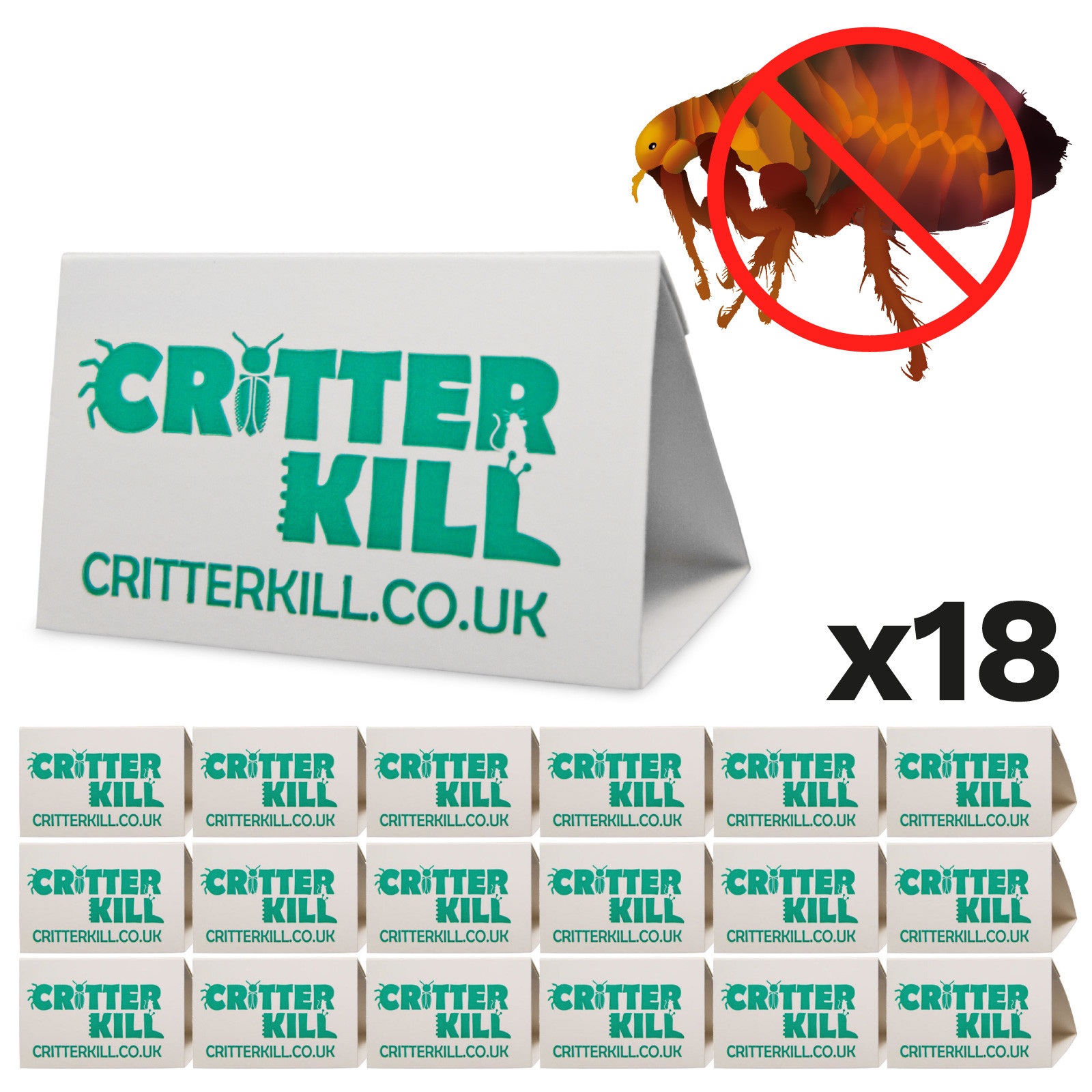 CRITTERKILL FLEA KILLER TRAPS - PET & CHILD FRIENDLY POISON FREE GLUE TRAP x18