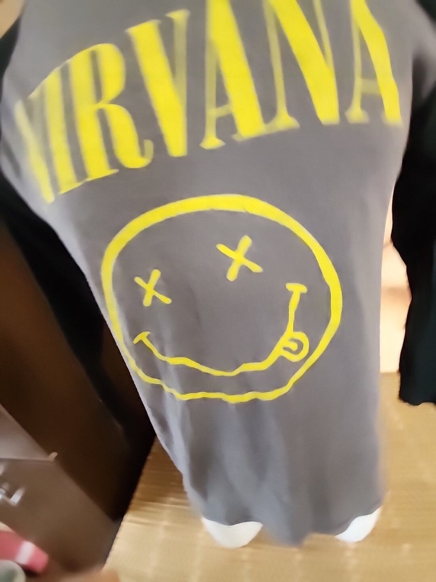 Nirvana Band Sz L Long Blk Sleeve Men's Graphic Casual Shirt Nirvana Band Sz L Long Blk Sleeve Men's Graphic Casual Shirt