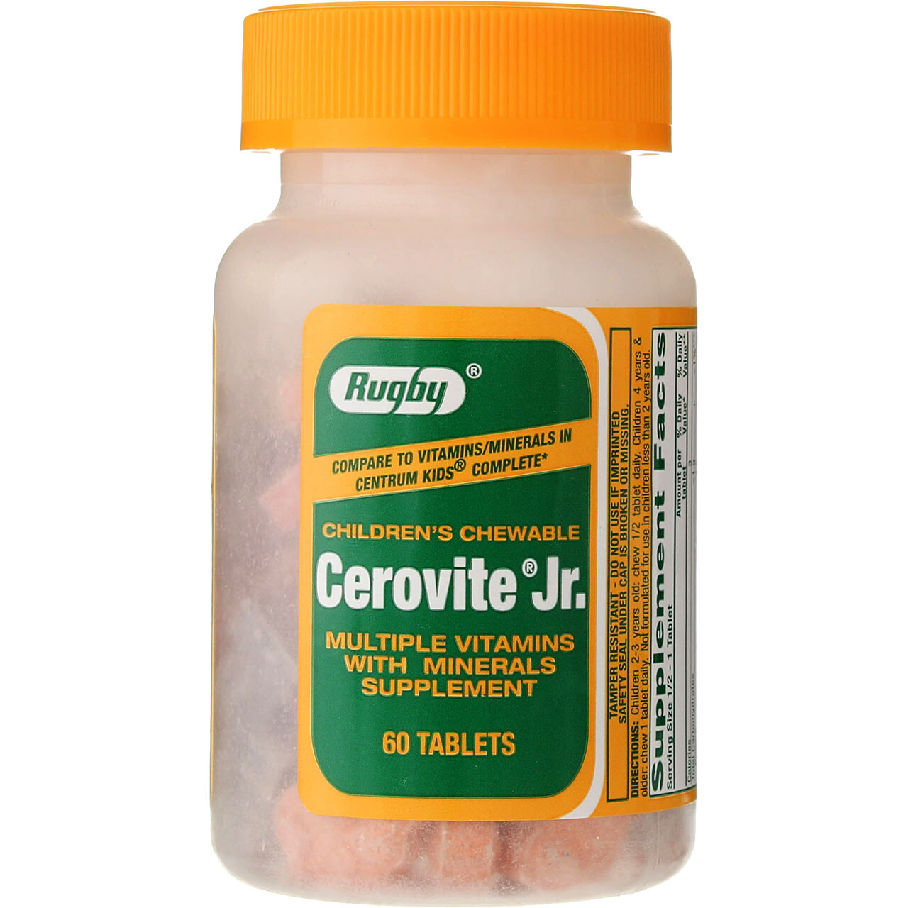 Rugby Cerovite Jr. Children's Vitamin & Mineral Supplement Chewable Tablets, ...