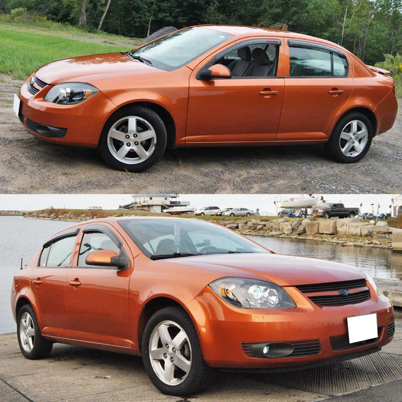 Fits 05-10 Chevy Cobalt 4DR Window Visor Rain Sun Guard Vent & Red Sport Foto 2 de 4