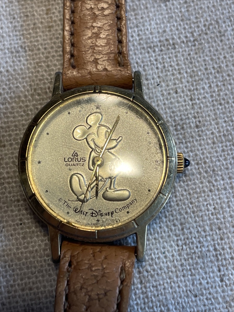Vintage Lorus Quartz Gold Tone Mickey Mouse Watch 7439