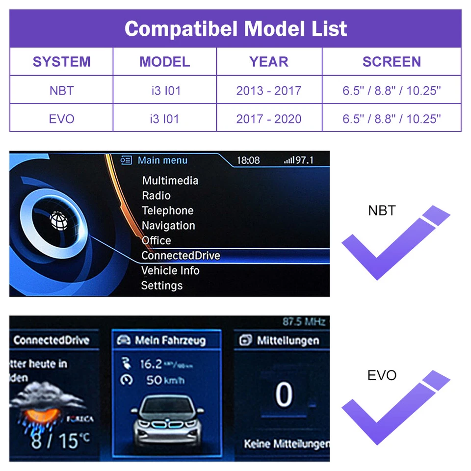 Wireless CarPlay Android Auto Navi Decoder for BMW i3 i01 2013-2020 NBT/EVO - Image 2 of 4