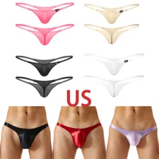 Men Low Rise Swim Briefs Bikini Swimsuits Solid Color Glossy Trunks Swimwear