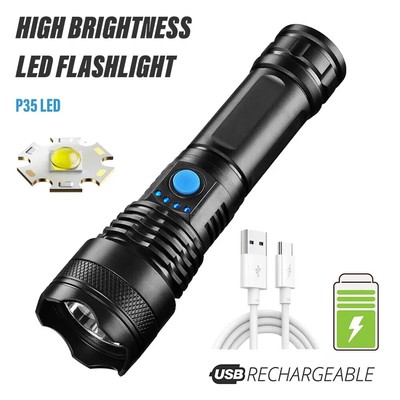 High Power Led Flashlight Rechargeable Camping Torch  with 3 Lighting Modes