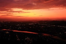 Landscape photography cityscape sunset clouds river Custom Gaming Mat Desk
