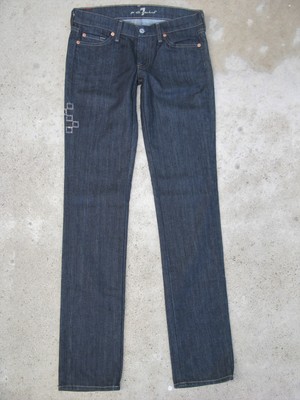 7 For All Mankind Roxanne Jeans Sz 27 Slim Skinny Dark Blue w Crystals L33