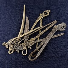 Bronze Vintage Hair Sticks Hairpins Chinese Traditional Carved Alloy Hair Clip