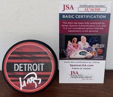 Moritz Seider Signed Autographed Hockey Puck Retro Reverse Detroit Red Wings JSA