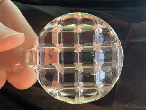 Vtg Round Pink Glass Perfume Bottle Deco Checkerboard Stopper Replacement - Picture 3 of 7