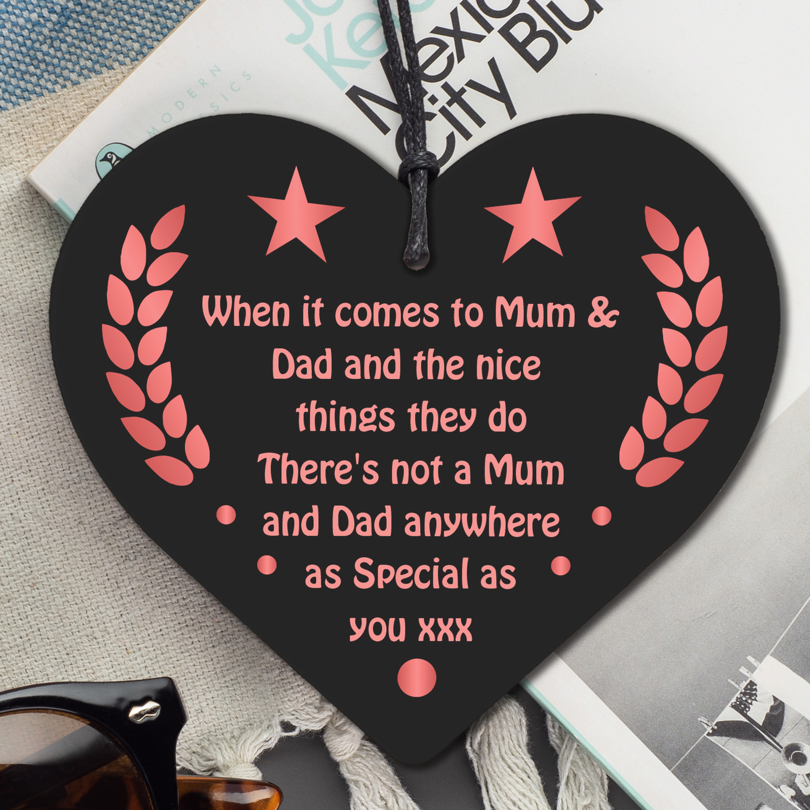 Gift For Mum And Dad Wood Heart Birthday Christmas From Daughter Son eBay