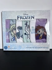 6 Pairs Girls No Show Socks- Disney Frozen- Shoe Size 10.5-4 Back To School