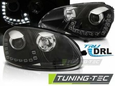Coppia Set Fari Fanali Anteriori Tuning GOLF 5 10.03-09 LED DRL NERO Alogeni H7
