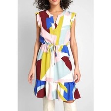 NWT Modcloth Geometric Drawstring Waist Dress Size XS