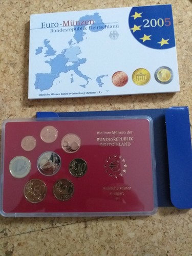 DEUTSCHLAND Kursmünzensatz 2005 F KMS BRD Euro Polierte Platte PP STUTTGART - Bild 1 von 2