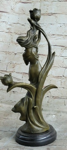 Art Nouveau Sexy Nymph Candleholder Bronze Museum Quality Artwork Figurine Deal - 第 3/7 張圖片