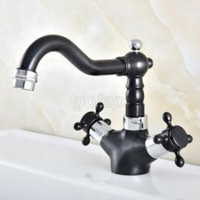 Swivel Bathroom Chrome Balck Brass Basin Vessel Sink Faucet 2 Handle Mixer Tap