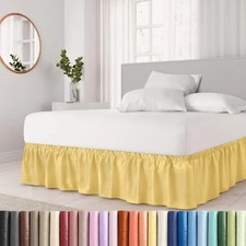 Wrap Around Dust Ruffle Bed Skirt 15  Drop by CGK Linens  FULL size  color Yellow