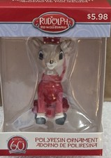 Rudolph Red-Nosed Reindeer Christmas Tree Polyresin Ornament New Sealed In Box