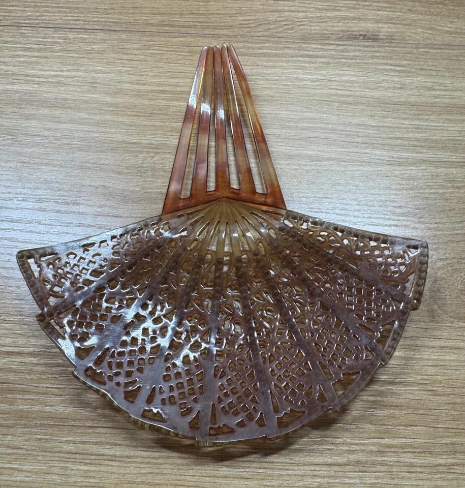 Antique tortoise shell hair comb, Spanish mantilla style, Art - Image 4 of 4