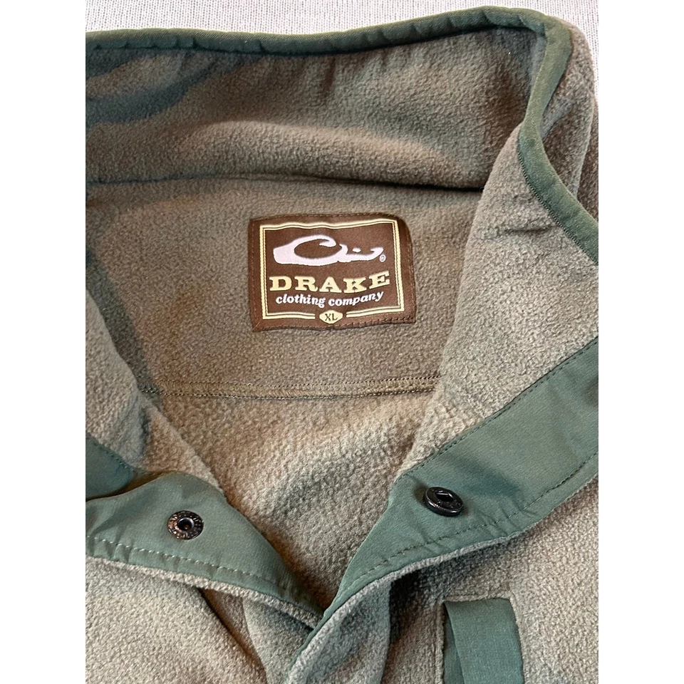 Drake водоплавающих птиц флис пуловер куртка мужская XL зеленый Snap шеи охоты - Изображение 2 из 4