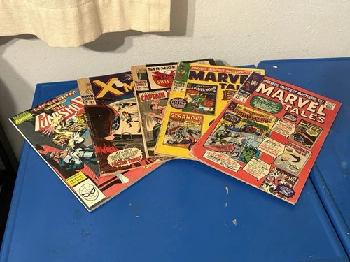 Marvel Comic Books Vintage Lot of 5, 1960s/1970s, X-Men, Captain America, etc.
