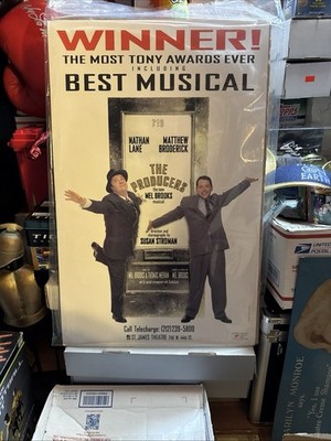 THE PRODUCERS Broadway Window Card Poster Broderick & Lane The Producers NYC