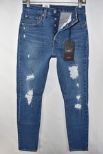 New Levi's Premium 501 S Skinny High Rise Big E Blue Jeans Womens Size 26x30