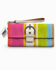 Vintage Coach Soho 6744 Striped Suede Leather Wristlet Clutch Wallet Y2K NWT