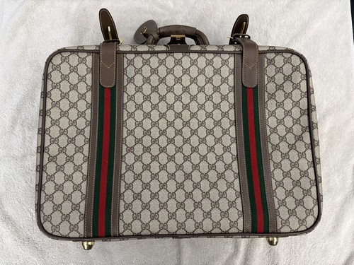 GUCCI GG Supreme Sherry Line Travel Bag PVC Beige Gold AUTHENTIC EXCELLENT COND