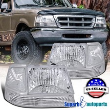 Fits 1998-2000 Ford Ranger Diamond Headlights Corner Turn Signal Lamps Pair