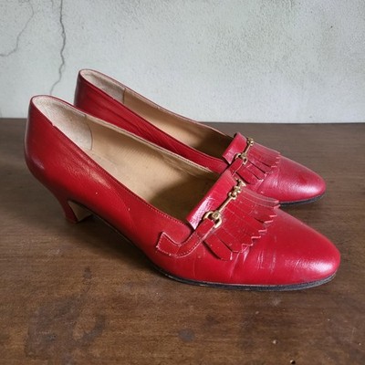 Damen Halbschuhe Leder rot Vintage, Italien, 70/80er Jahre