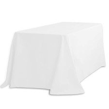 White Rectangular Polyester Tablecloth 90x132Inch Rounded Corners Cloth
