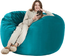 Giant 4' Sea Blue Memory Foam Bean Bag Chair for Adults - Cozy Comfort